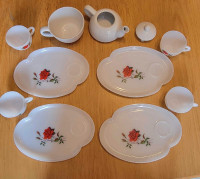 Vintage Rosecrest Milk glass Tea Set (tea pot is sold)
