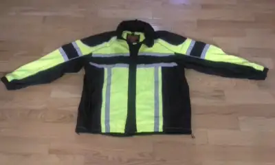 Milwaukee motorcycle rain gear sz Mens small. Hi viz and reflective. Hood rolls up into jacket. Susp...