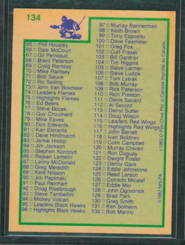 1983-84 O Pee Chee Hockey Checklist in Arts & Collectibles in Ottawa - Image 3