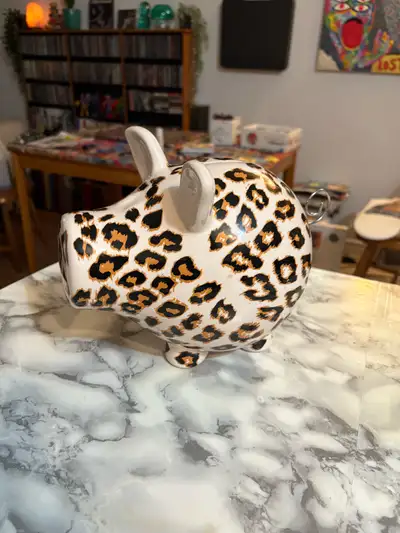 Salt & Pepper Leopard Print Piggy Bank Ceramic Moneybox, View more