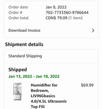 Humidifier for bedroom, LIVINGbasics 4.0/4.5L