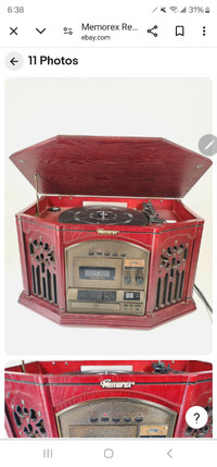 Retro record player with CD, cassette, and radio!