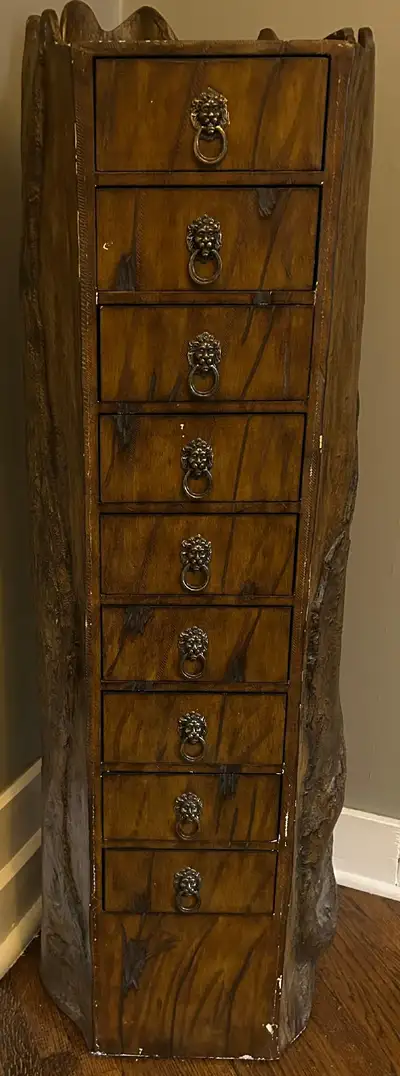 Corner Antique style shelf with 9 drawers, View more