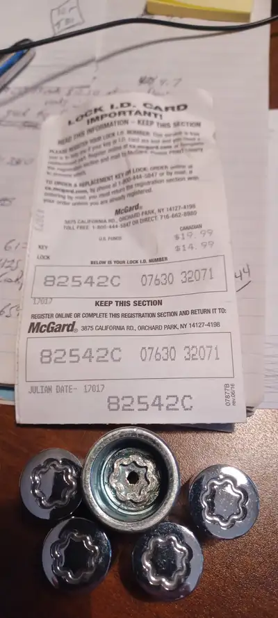 Genuine Mazda Wheel Locks....like brand new. Help keep your alloy wheels from theft. Unique lug patt...