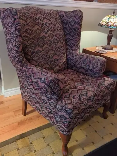 Pair of Vintage Wingback Armchairs, View more