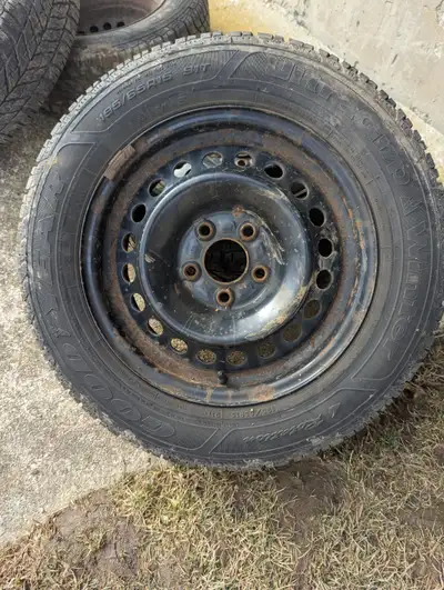 Selling 4 Good Year Ultra Grip Winter Tires on steel rims. Tires have adequate tread but are older....