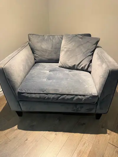 Oversized Blue Velvet Chair, View more