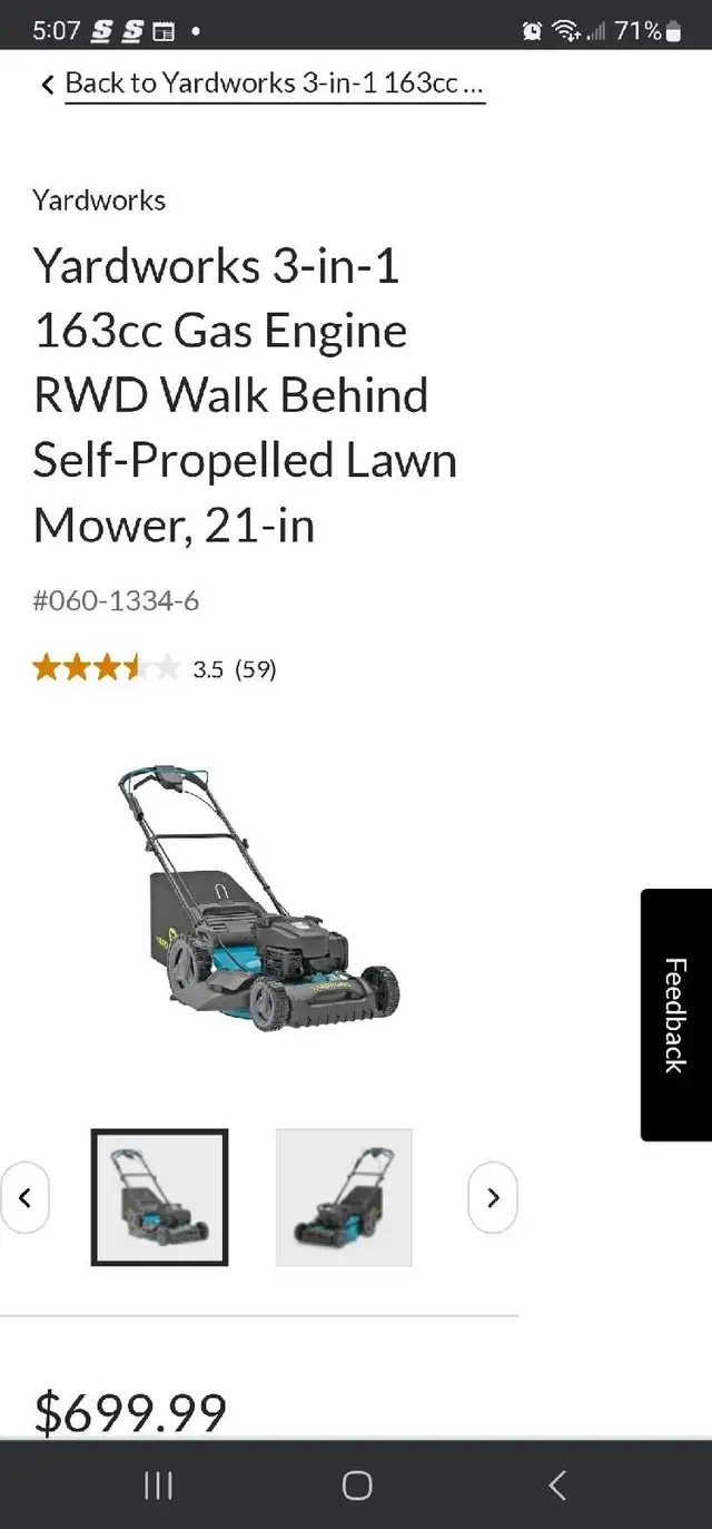 New Yard Works self-propelled USA 3 in 1 lawn mower Cost $789.87 in Lawnmowers & Leaf Blowers in Mississauga / Peel Region - Image 7