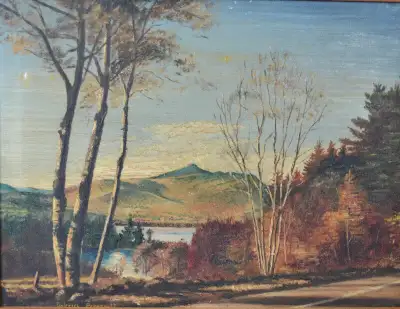 VINTAGE 1952 LANDSCAPE OIL ON CANVAS  PAINTING 20 X 16 INCHES, View more
