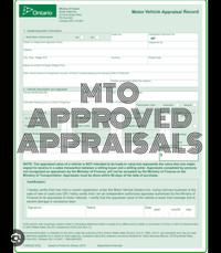 Certified Ontario Motor Vehicle Appraisals !