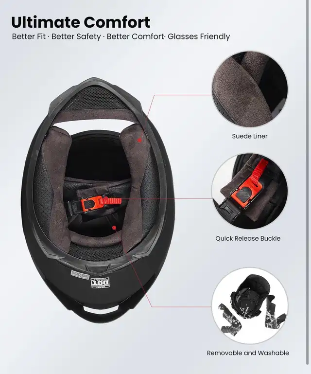 ILM Full Face Motorcycle Helmet for Motocross Street Bike DOT in Clothing, Shoes & Accessories in Mississauga / Peel Region - Image 6