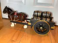 Vintage Ceramic Shire Horse & Cart with Six Beer/Whiskey Barrels