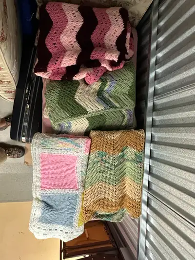 Homemade knit blankets (throws), View more