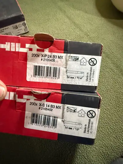 I'm selling a collection of Hilti concrete nails in various sizes, as shown in the photos. These are...