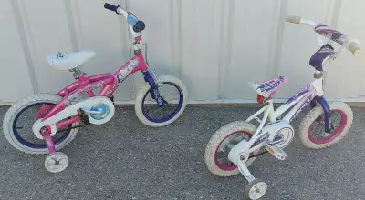 2 LITTLE GIRLS BIKES WITH TRAINING WHEELS, View more