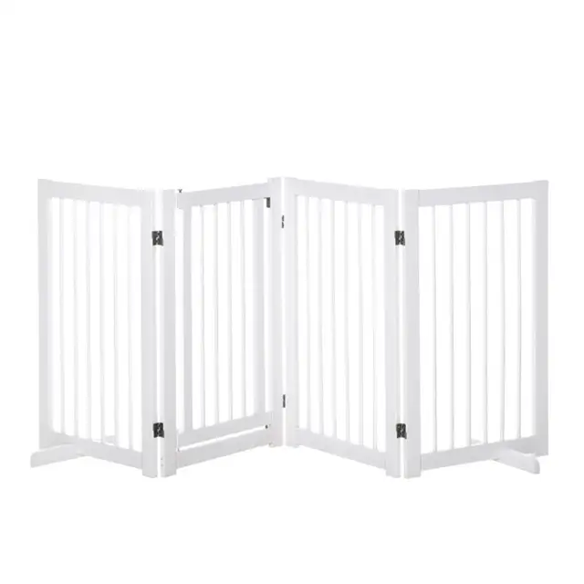 4 Panels Foldable Free Standing Pet Gate, White in Other in Markham / York Region - Image 4