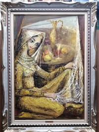Marin artiste peinture toile tableau huile déesse fruit chapeau