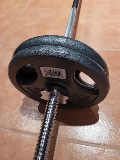 Brand new, never used CAP 5 foot standard 1" straight barbell with spinlocks + 40lbs (4x10lb) new ca...