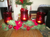 Sapin, lumières et boule de Noel, centre de table