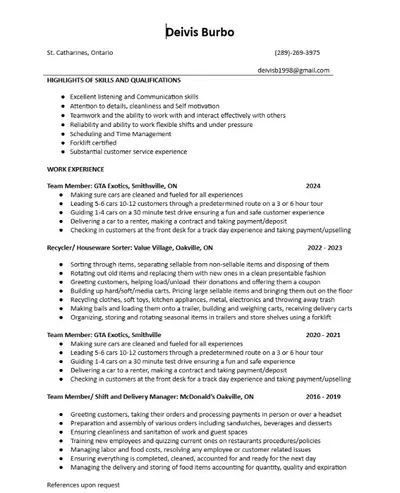 I am a 26 year old guy living in downtown St. Catharine's, I have lots of customer service experienc...