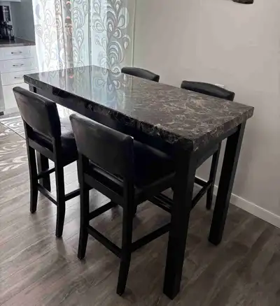 Marble top bar table with 4 chairs, View more
