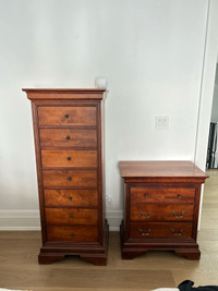 Solid wood Nightstands (2) and tall chest