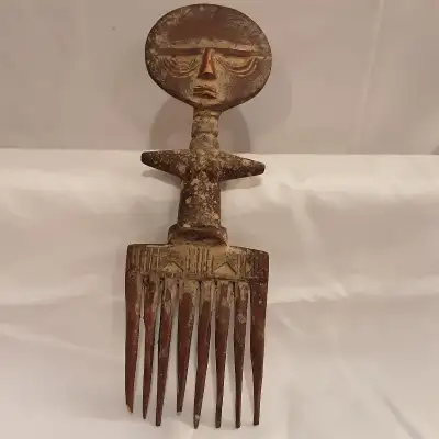 Vintage (recieved 1960s) African Comb Hair Pick, wood carved, View more
