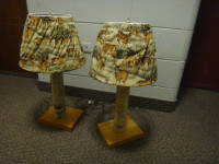 Vintage/Antique Custom Real Tree Wood Lamps with Deer Shades