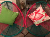 For sale rare watermelon colour string chairs