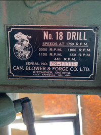 NO. 18 DRILL PRESS  -  FOR SALE