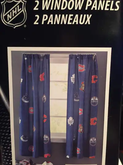 PANNEAUX DE RIDEAUX DE LA LNH HOCKEY POUR CHAMBRE À COUCHER NEUF, View more