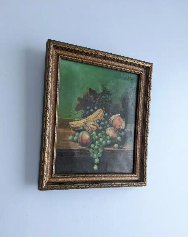 VINTAGE STILL LIFE PAINTING OIL ON CANVAS PAINTING 13" x 15" in Arts & Collectibles in Gatineau - Image 5