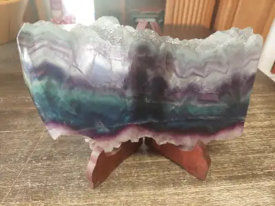 Large fluorite gemstone slab, View more