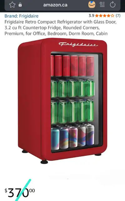 Frigidaire 18 in. 3.4 cu ft. Glass Door Compact Refrigerator, View more