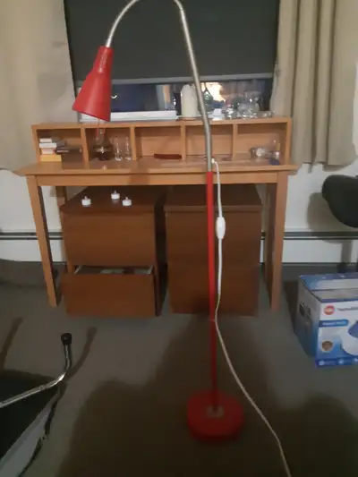 Red vintage IKEA Kvart Floor Lamp, View more