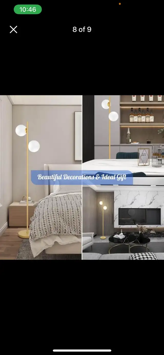 Mid Century Modern 2 Frosted Glass Globe Floor Lamp for Living R in Indoor Lighting & Fans in Hamilton - Image 10