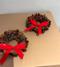 Two 10" pinecone Christmas wreaths price is for both