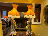 Vintage Capodimonte Napoleon and Josephine Figurines Table Lamp
