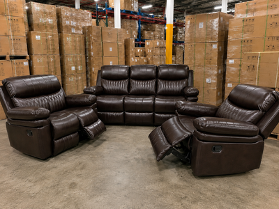 Leather Reclining Sofa and Loveseat Set, View more