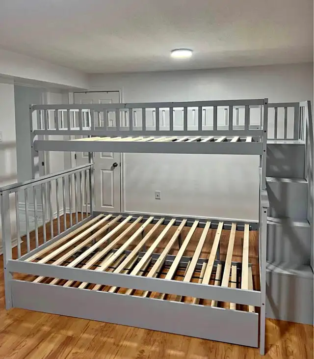 kids Trundle Bunk Bed Single Over Double With Storage & Stairs in Beds & Mattresses in Peterborough - Image 2