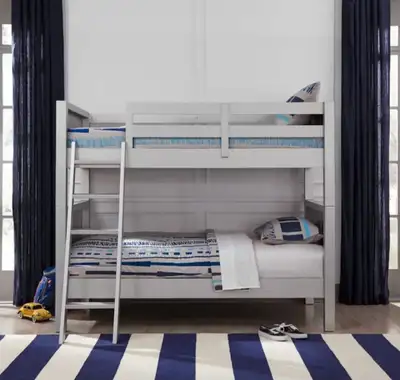 Brand new - WOOD BUNK BED Twin over Twin (Grey color)