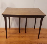 Retro Extending Dining Table with Wood Base & Arborite Top
