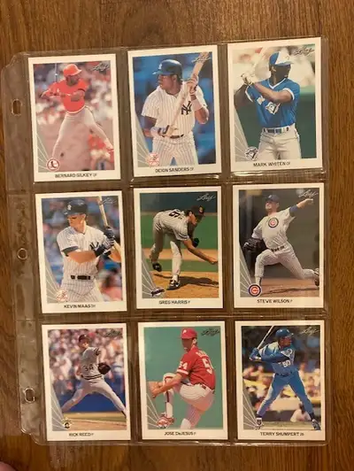 Lot of 9 1990 Leaf baseball cards, View more