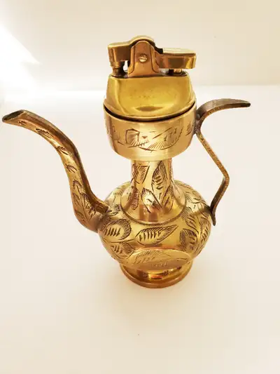 Vintage Lighter, Tabletop Figural Brass Teapot Genie Pitcher (Fo, View more