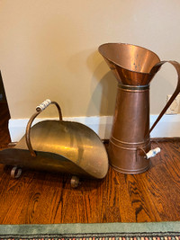 brass &/orcopper umbrella holder and a  wood holder: 2 items