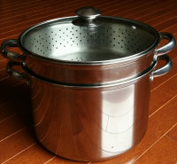 2/3 Tier Stainless Steel Steamer with Handles and Glass Lid