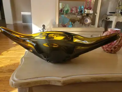 Viking Art Glass Avocado Centrepiece , View more