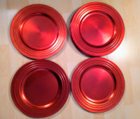 Red Charger Plates w/ Ribbed Edge, x8