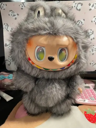 38cm Custom Labubu Style Grey Plush Figure - Big Size, View more