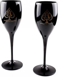 Ace of Spades Acrylic Black Champagne Glasses